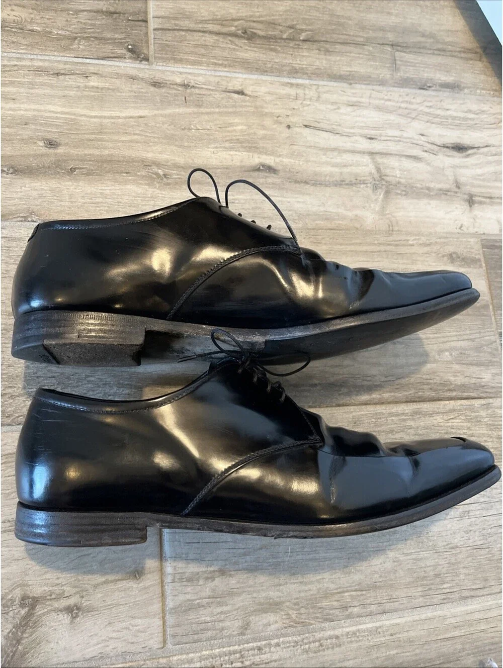 PRADA MENS BLACK DRESS OXFORD SHOES SIZE 9.5 MADE IN ITALY GOOD CONDITION!